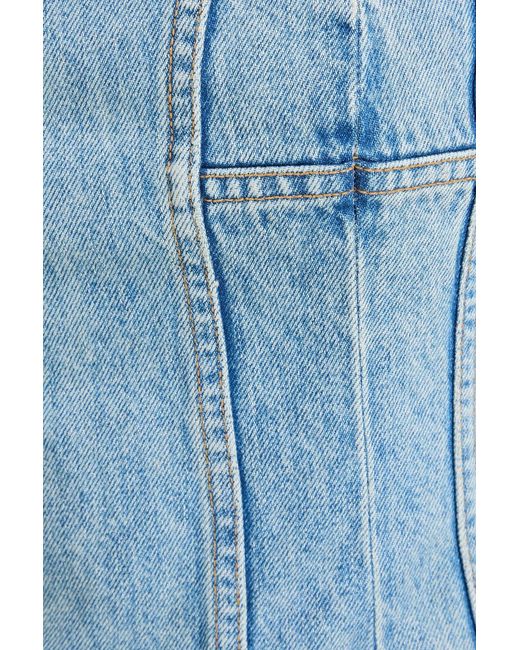 Amiri Blue Cropped Strapless Faded Denim Bustier Top