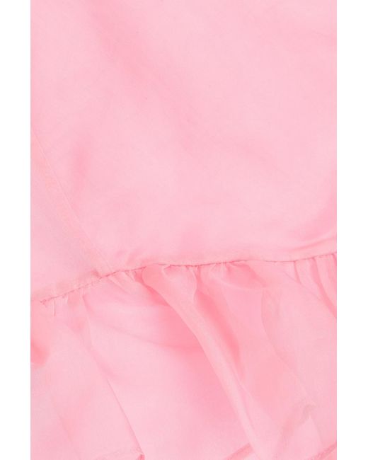 CECILIE BAHNSEN Pink Alessandra Ruffled Silk-Organza Wrap Top
