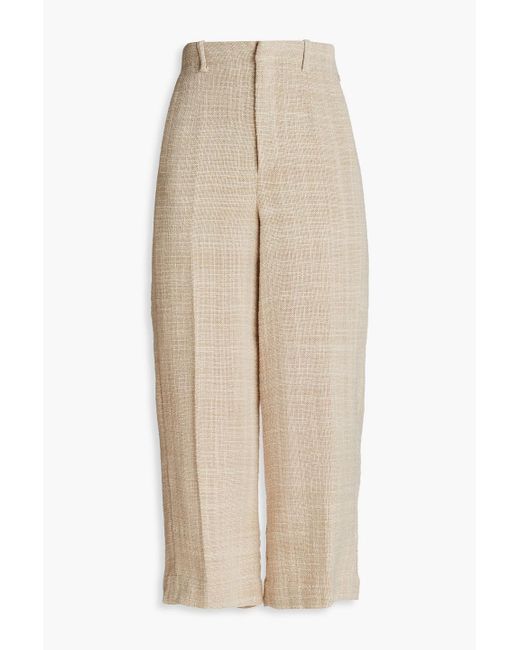 By Malene Birger Natural Bandai Cropped Cotton-blend Wide-leg Pants
