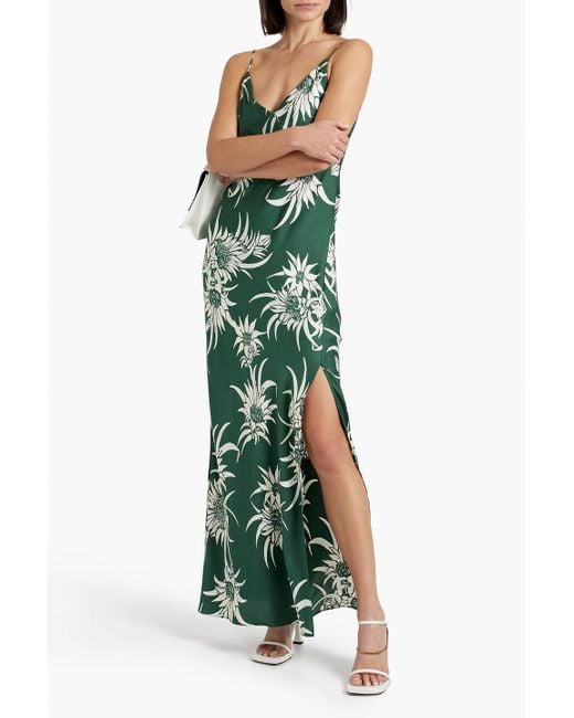 Rag & Bone Green Larissa slip dress in maxilänge aus charmeuse aus einer seidenmischung mit floralem print