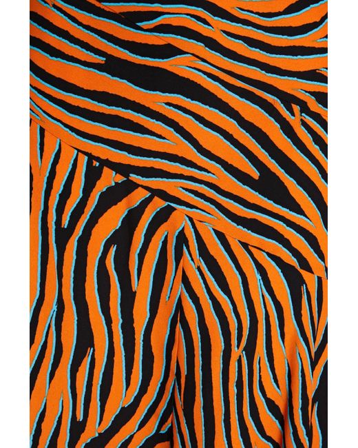 Diane von Furstenberg Orange Lilo Zebra-print Crepe De Chine Skirt