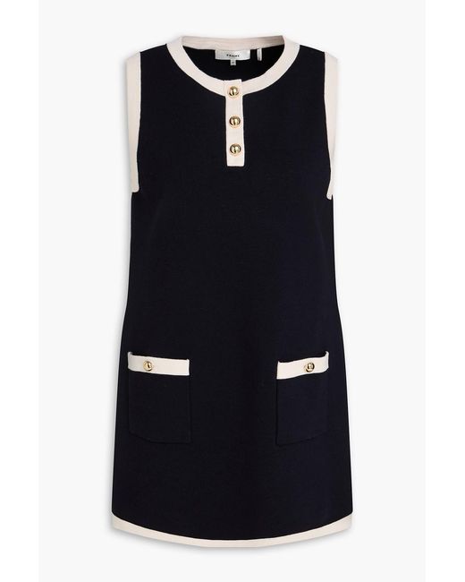 FRAME Black Wool-Blend Mini Dress