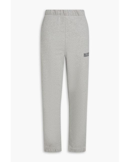 Ganni Gray Embroidered Cotton-Blend Fleece Track Pants