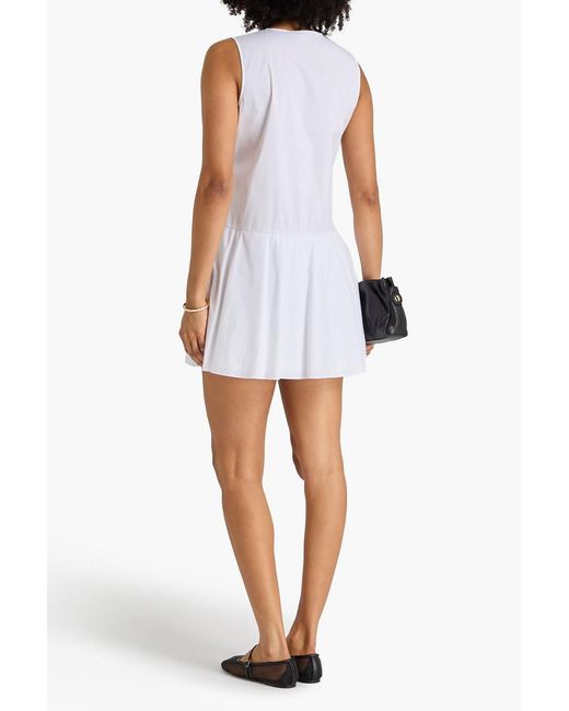 Theory White Cotton-Blend Poplin Mini Dress