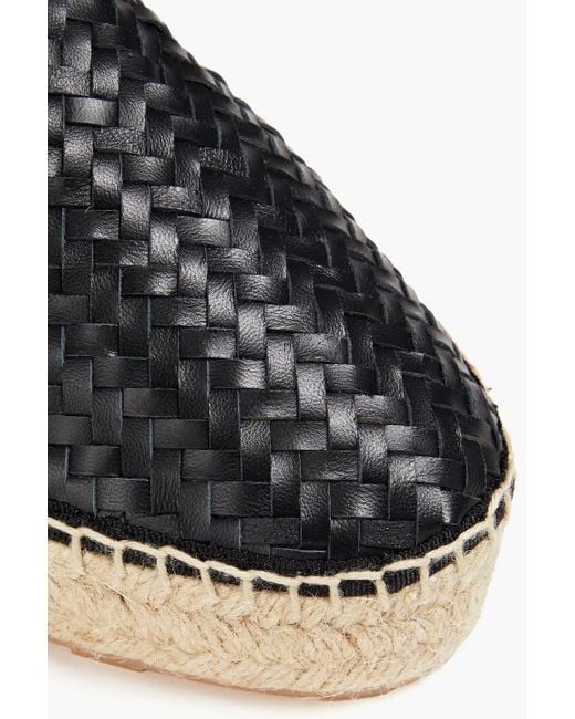 Love Moschino Black Woven Leather Platform Espadrilles