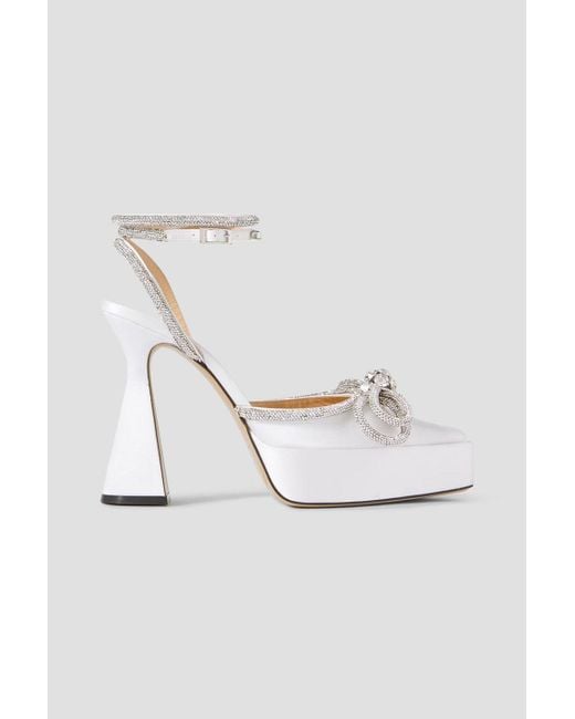 パンプス MACH & MACH White satin pumps (PF23S0230CRP01195 WHITE) Double Bow - Women's White Satin Pumps with Tapered Toe