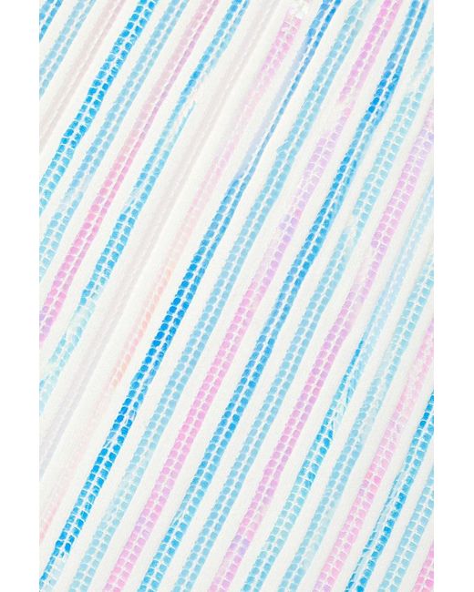 Christopher John Rogers Blue Open-back Sequin-embellished Stretch-knit Midi Dress