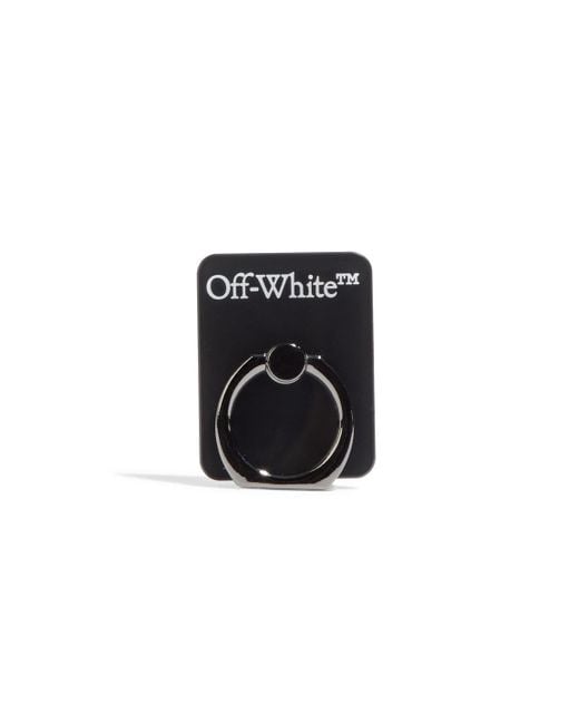 Off-White c/o Virgil Abloh Black Logo-print Persplex Gunmetal-tone Phone Ring Holder