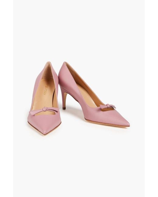 Sergio Rossi Pink Bow-detailed Cutout Leather Pumps