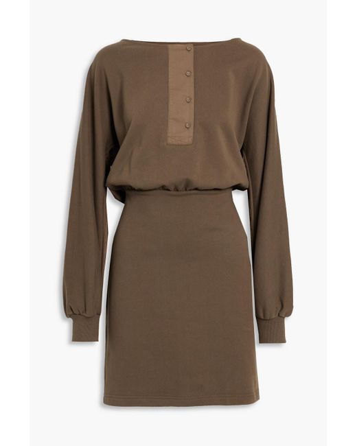 3.1 Phillip Lim Brown Poplin-trimmed French Cotton-terry Mini Dress