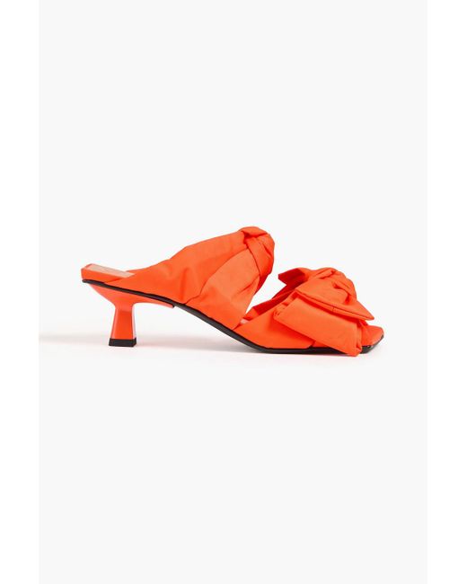 Ganni Orange Bow-detailed Shell Mules
