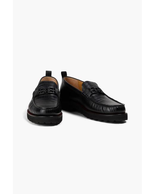 Bally Black Nolam Croc-Effect Leather Loafers for men