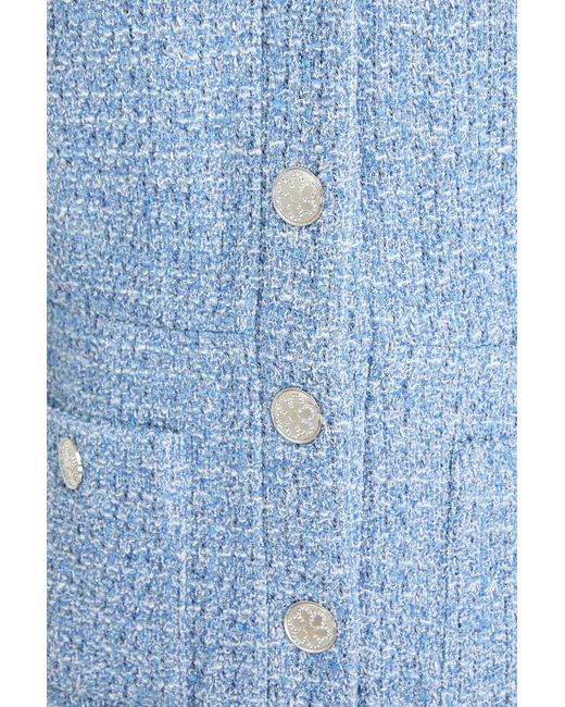 Maje Blue Metallic Cotton-Blend Bouclé-Tweed Mini Dress