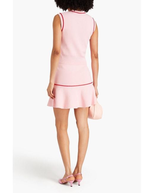 Claudie Pierlot Pink Piped Stretch-knit Mini Skirt