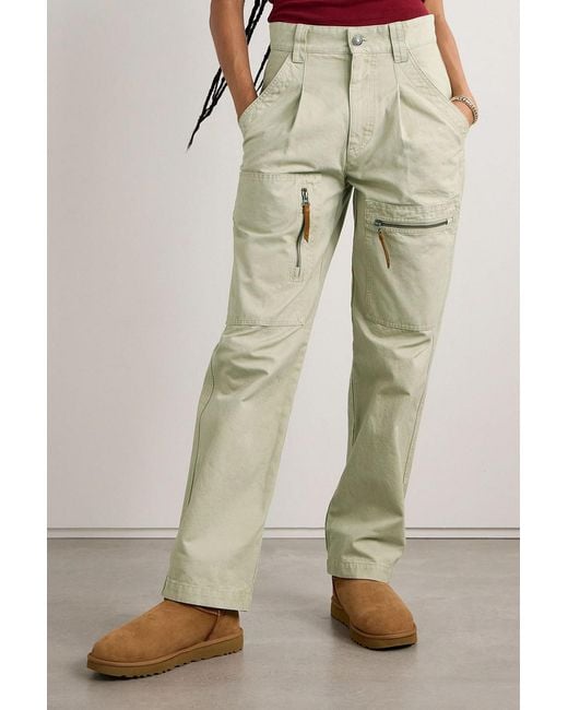 Isabel Marant White Kanna Pleated Cotton-Canvas Straight-Leg Cargo Pants
