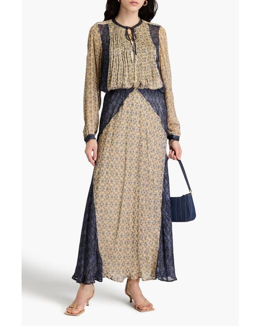 Rag & Bone Natural Delancy Printed Chiffon And Jacquard Maxi Skirt