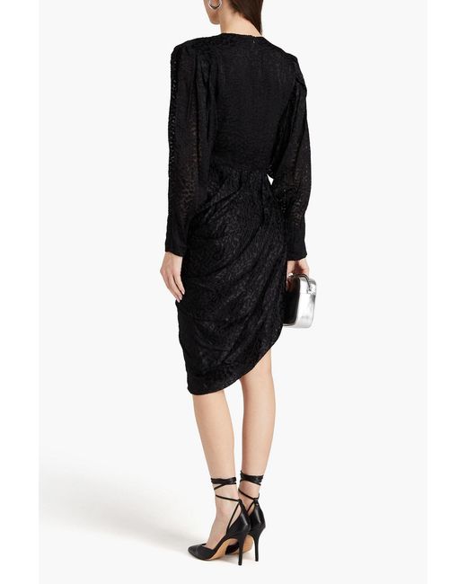 IRO Black Asymmetric Leopard-print Devoré-velvet Dress