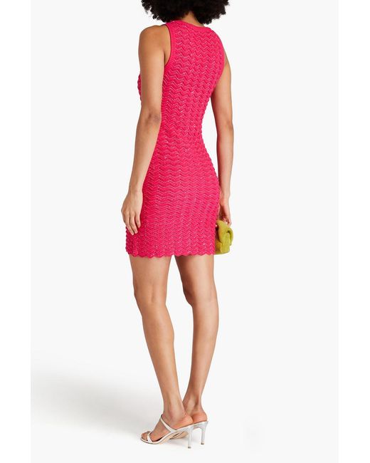 Missoni Pink Sequined Crochet-Knit Mini Dress