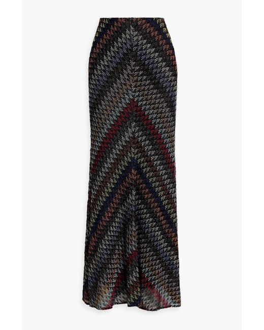 Missoni Black Metallic Crochet-knit Maxi Skirt