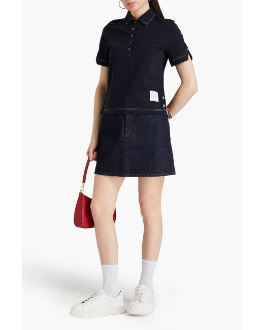 Thom Browne Blue Wool-blend Jersey Polo Shirt