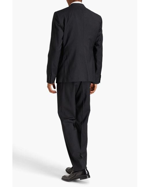 Dolce & Gabbana Black Pinstriped Wool Suit for men