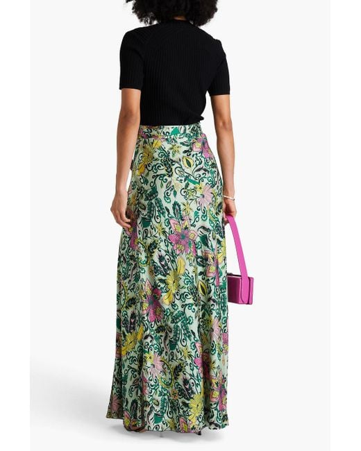 Diane von Furstenberg Green Krisa Reversible Floral-print Crepe De Chine Maxi Wrap Skirt
