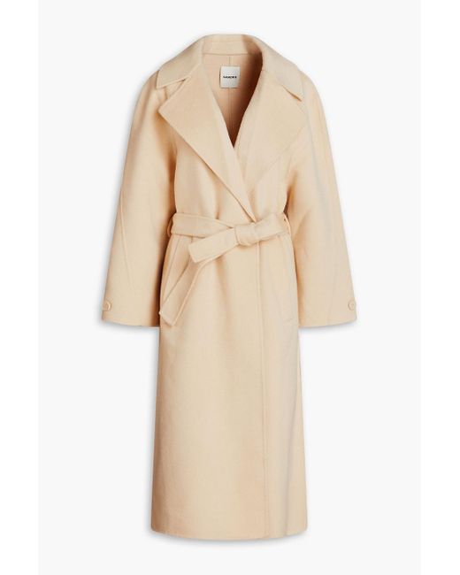 Sandro Natural Belted Wool-felt Coat