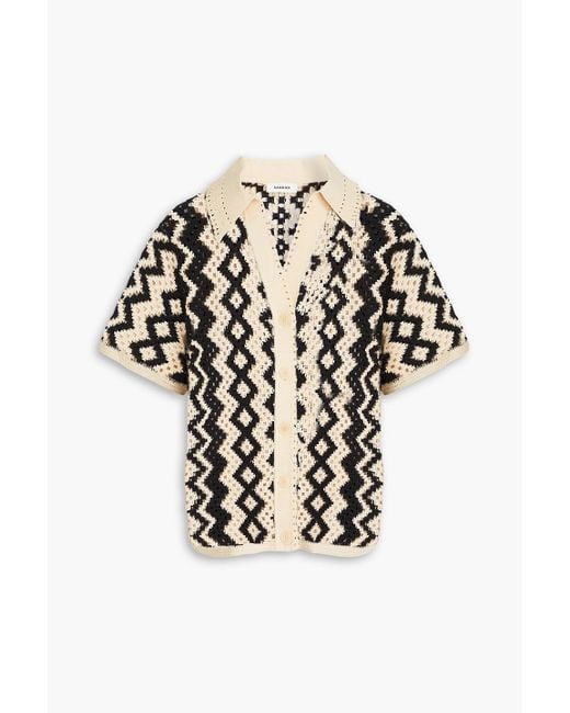 Sandro White Crochet-knit Shirt