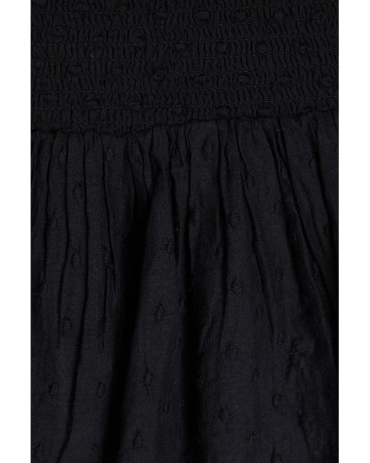 LoveShackFancy Black Miller Ruffled Swiss-dot Cotton Mini Skirt