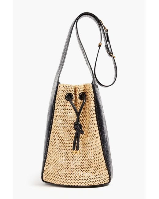 Tory Burch Natural Leather And Raffia Bucket Bag