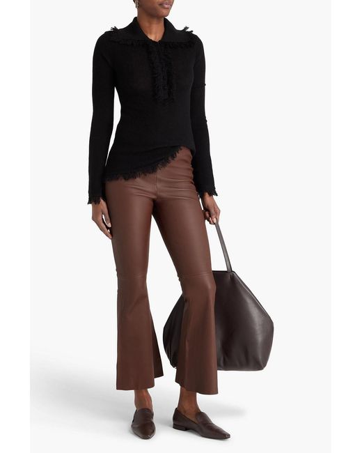 By Malene Birger Brown Stretch-leather Flared Pants