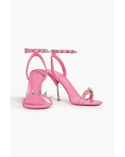 Alexander McQueen Pink Spiked Leather Sandals