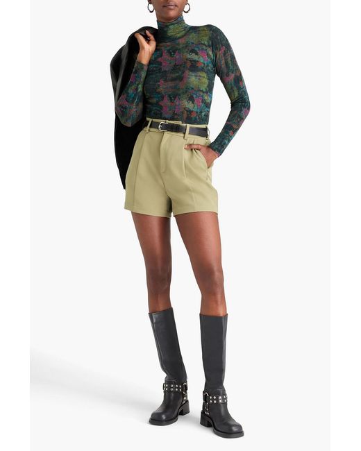 Autumn Cashmere Green Rollkragenoberteil aus kaschmir mit print