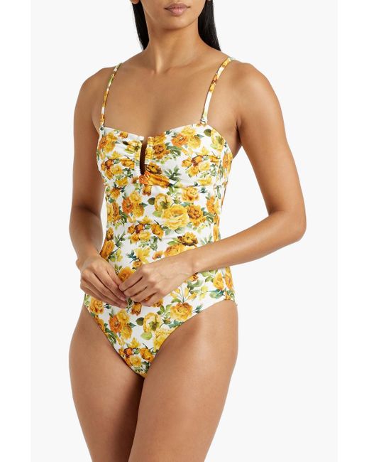 Onia Pauline Cutout Floral print Swimsuit in Metallic Lyst UK