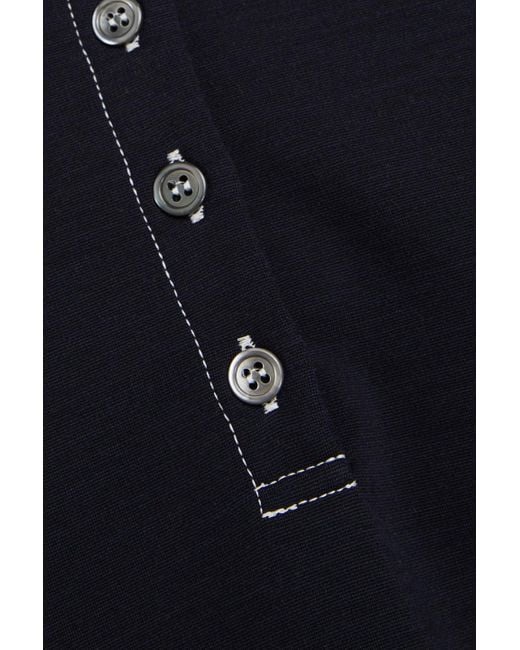 Thom Browne Blue Wool-blend Jersey Polo Shirt