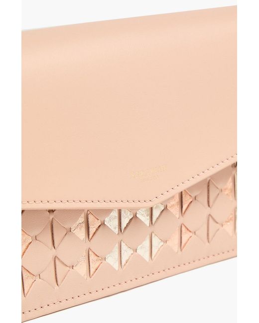 Serapian Natural Mosaic geflochtene clutch aus schlangenleder und metallic-leder