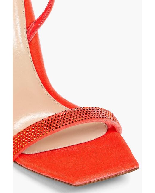 Gianvito Rossi Red Britney Crystal-Embellished Velvet Slingback Sandals