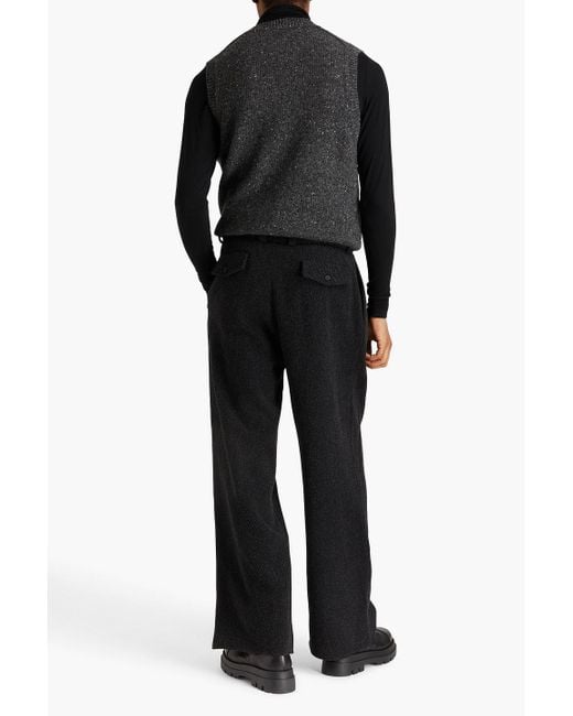Emporio Armani Black Belted Wool-blend Twill Pants for men