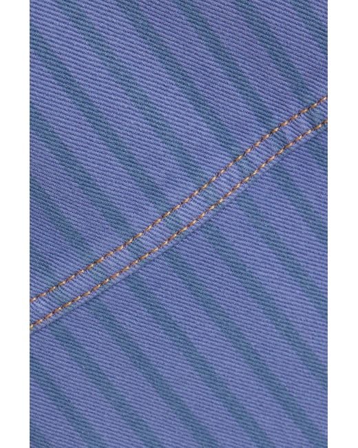 Ganni Blue Striped High-Rise Straight-Leg Jeans