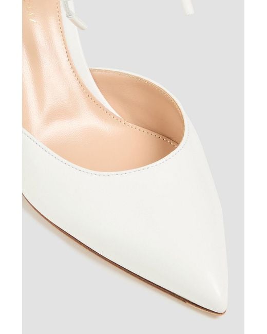 Gianvito Rossi White Montecarlo D'Orsay Crystal-Embellished Leather Pumps