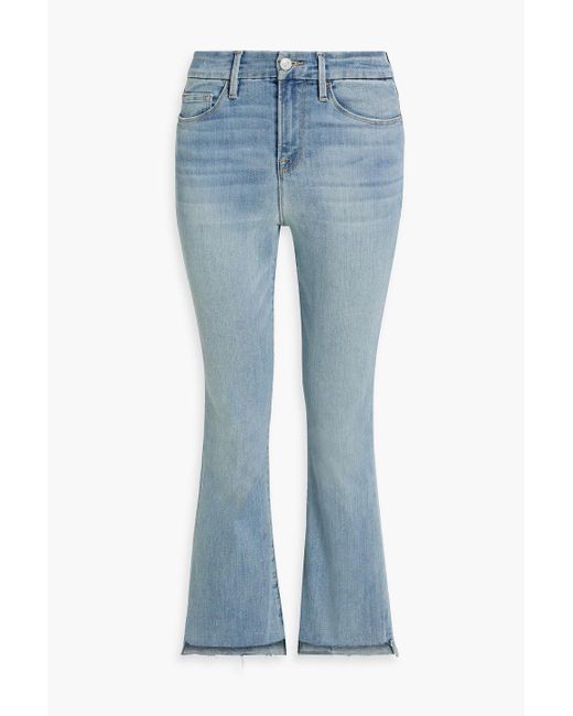 FRAME Blue Le Crop Mini Boot Frayed Mid-rise Bootcut Jeans