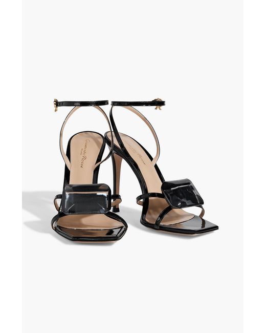 Gianvito Rossi Black Jaipur Crystal-embellished Patent-leather Sandals