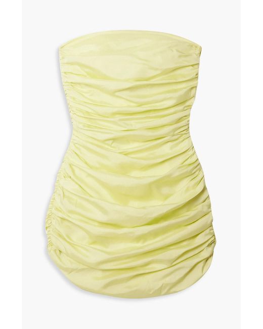 Bondi Born Yellow Rushi trägerloses minikleid aus faille aus einer seidenmischung mit raffungen