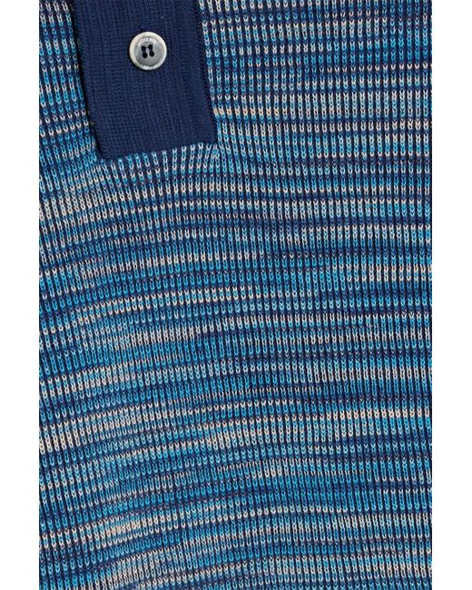 Jacquemus Blue Space-dyed Ribbed Cotton And Merino Wool-blend Polo Shirt for men