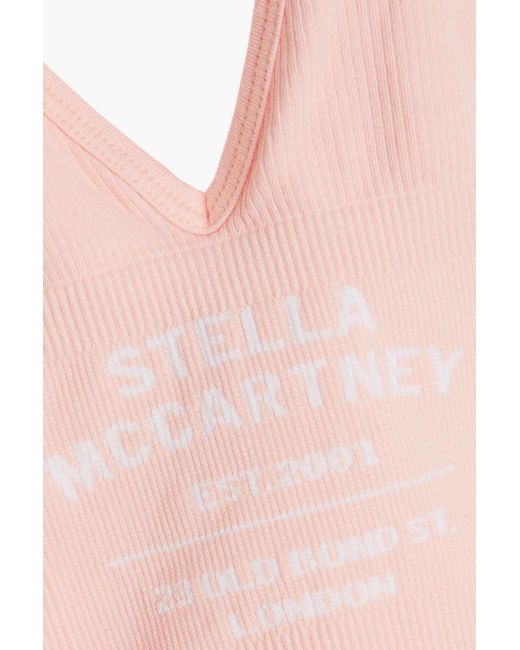 Stella McCartney Pink Ribbed Cotton-blend Jersey Sports Bra