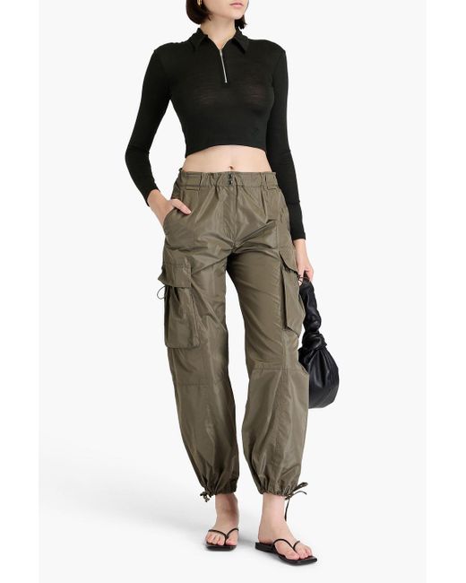 Nanushka Black Cropped Wool-jersey Half-zip Top