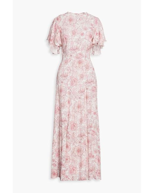 The Vampire's Wife Pink Floral-print Crepe Maxi Dress