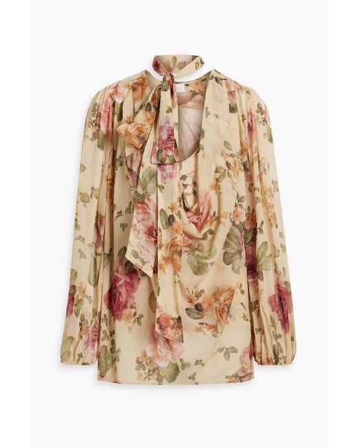 Zimmermann Natural Floral-print Chiffon Blouse