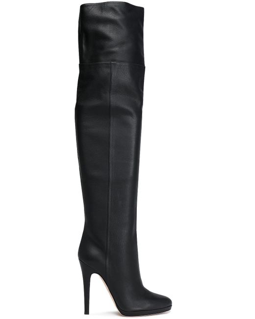 Jimmy Choo Black Giselle 120 Textured-leather Platform Over-the-knee Boots