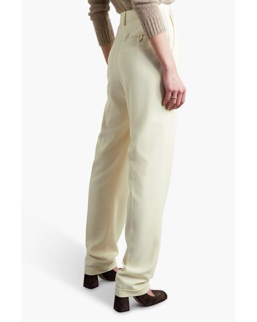 Ralph Lauren Collection White Pleated Wool-crepe Tapered Pants